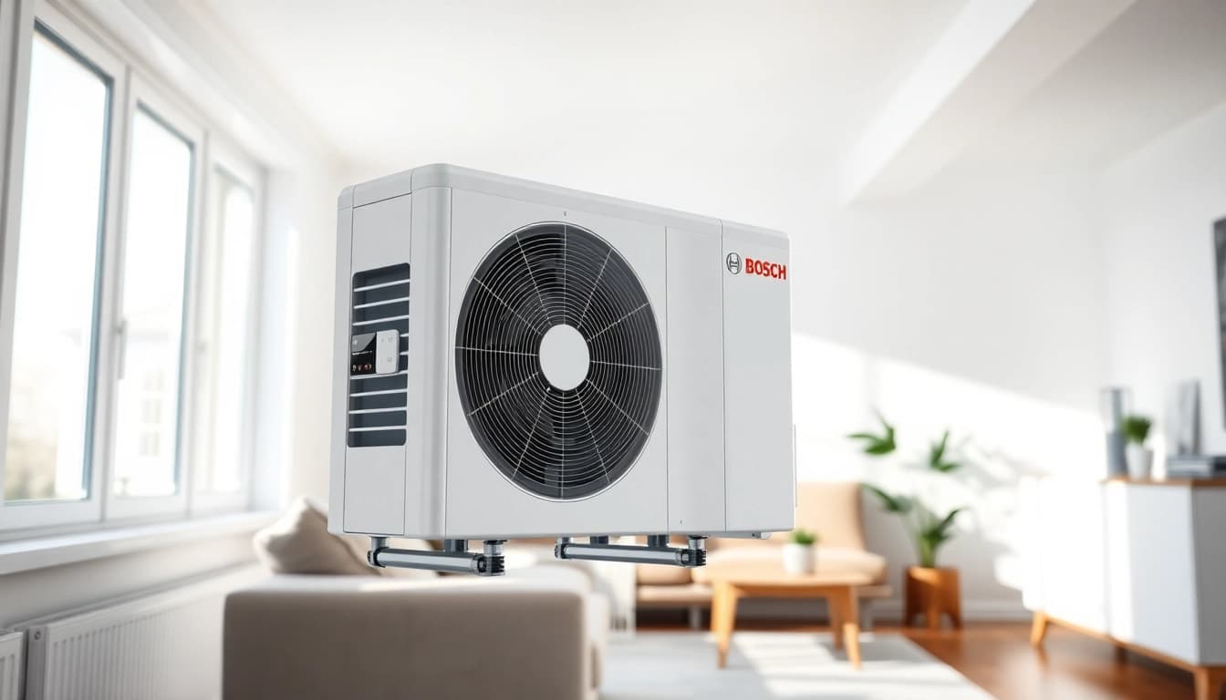 Optimale wärmepumpe bosch Installationsansicht für moderne Wohnhäuser.