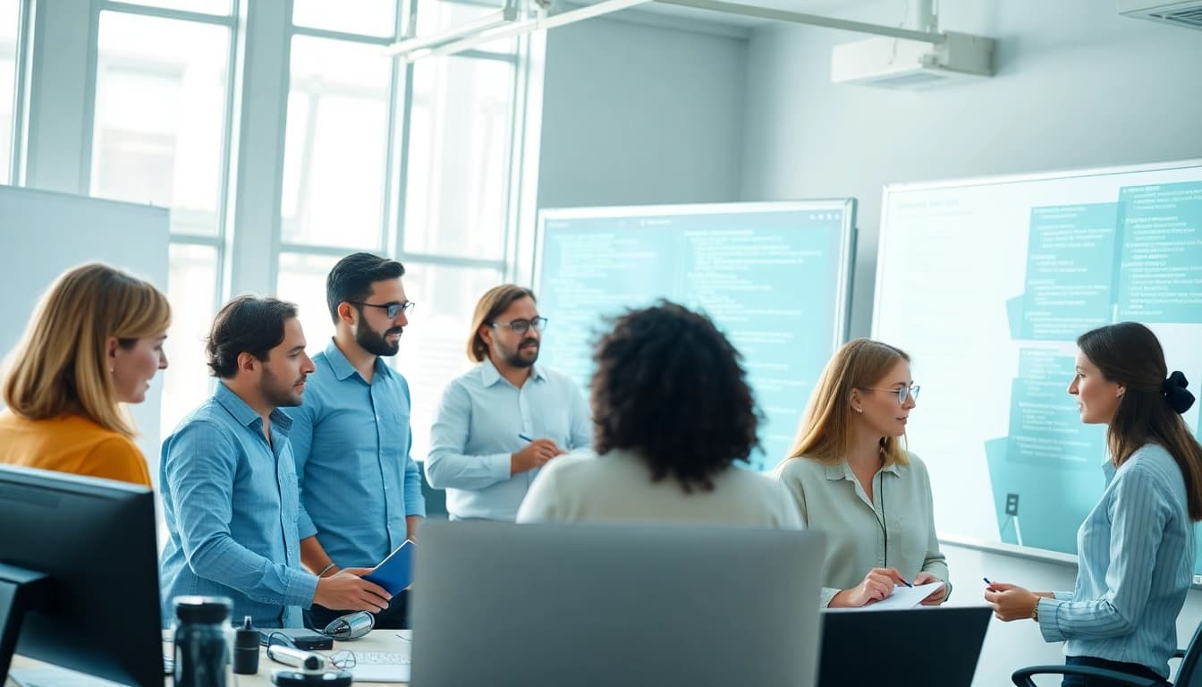 Software Entwicklung: Teamwork im modernen Büro für erfolgreiche Projekte.