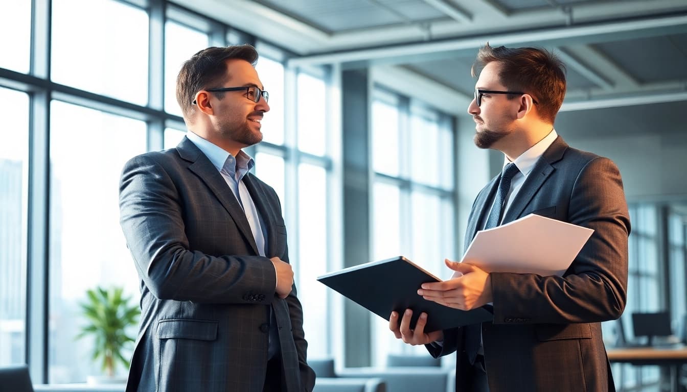 Interagieren zwischen Headhunter CEO und einem CEO in einem modernen Büro.