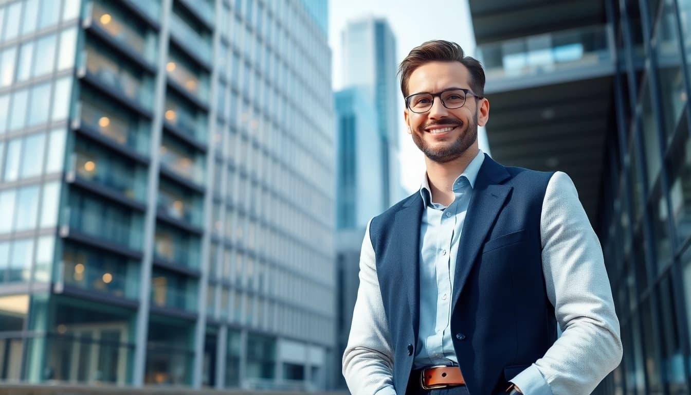 Immobilienmakler Frankfurt Dornbusch berät Kunden in stilvollem Büro.
