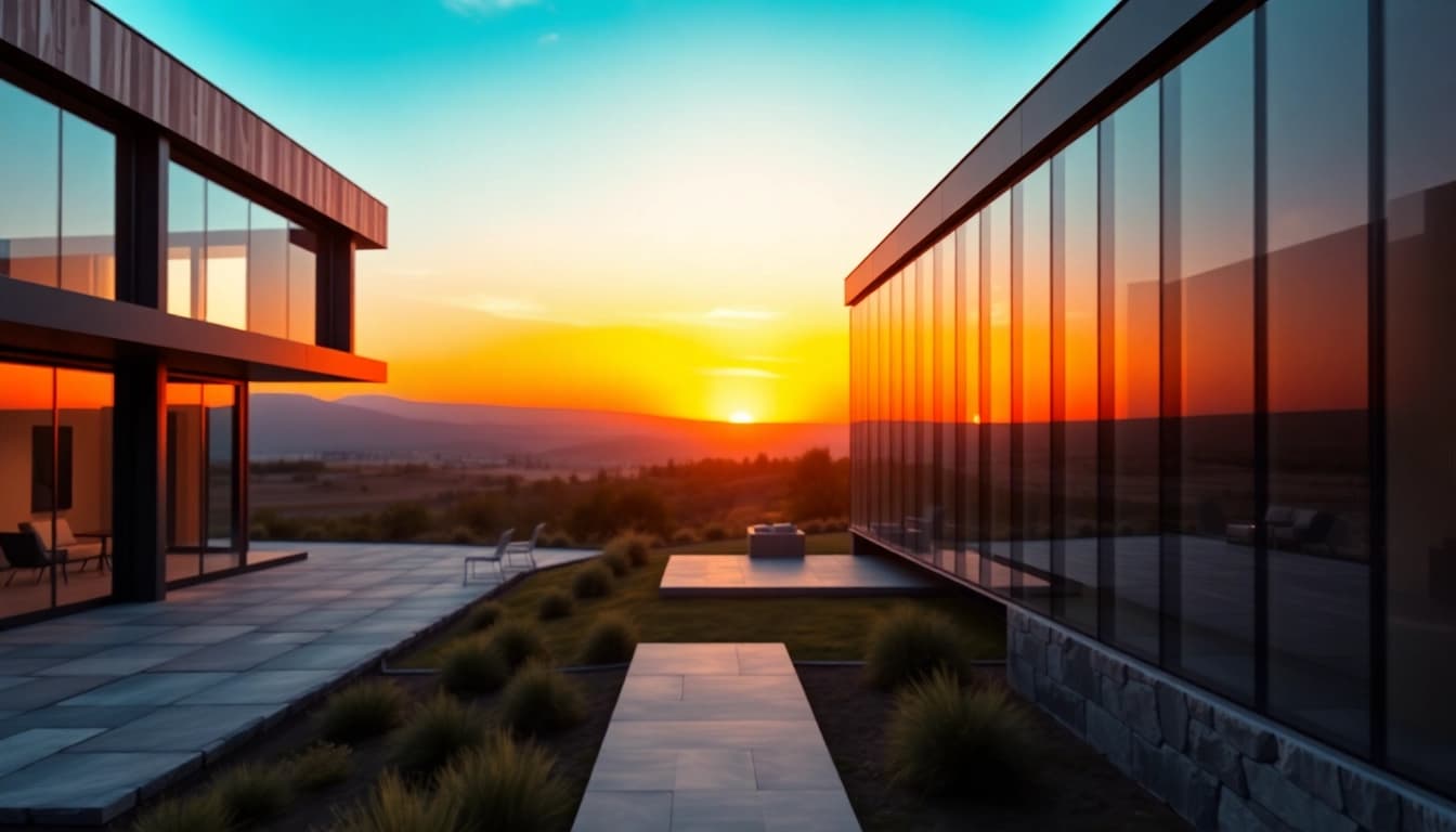 3d visualisierung eines modernen Architekturdesigns vor einer natürlichen Kulisse