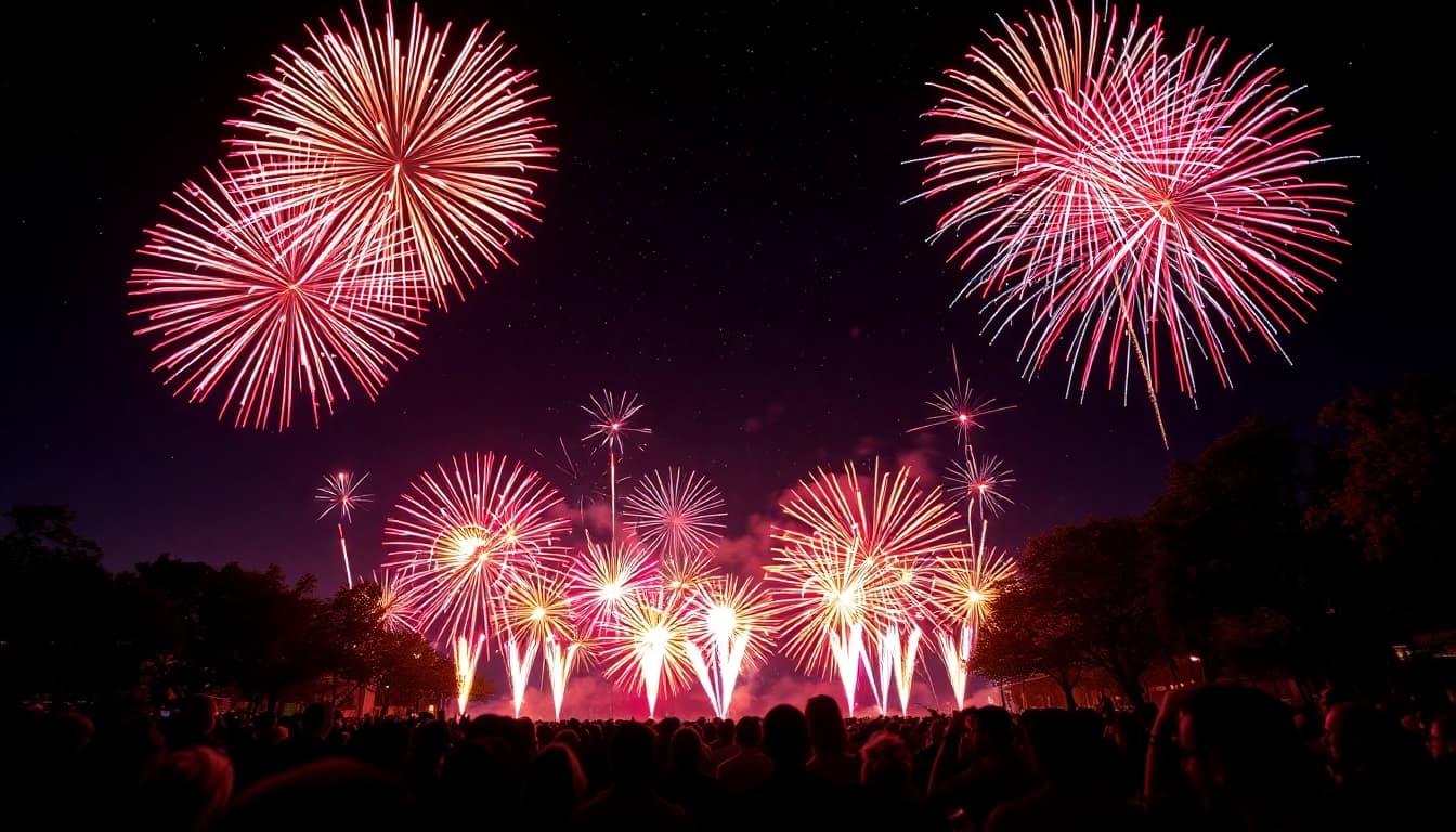 Engaging display of wholesale fireworks lighting up the night sky with vibrant colors.