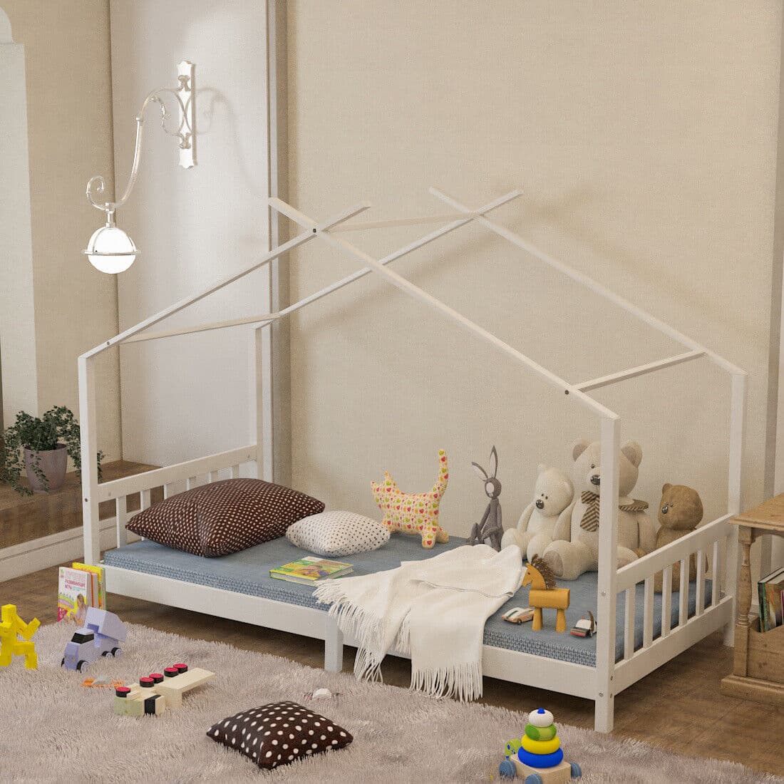 Praktisch und gemütlich: Hausbett 120x200 mit Lattenrost und Schubladen