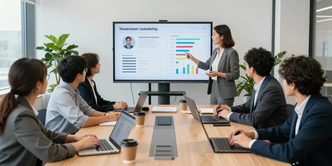 Bewertung von Führungskräften: Team diskutiert über chef ungerecht und Unternehmensfeedback in modernem Büro.
