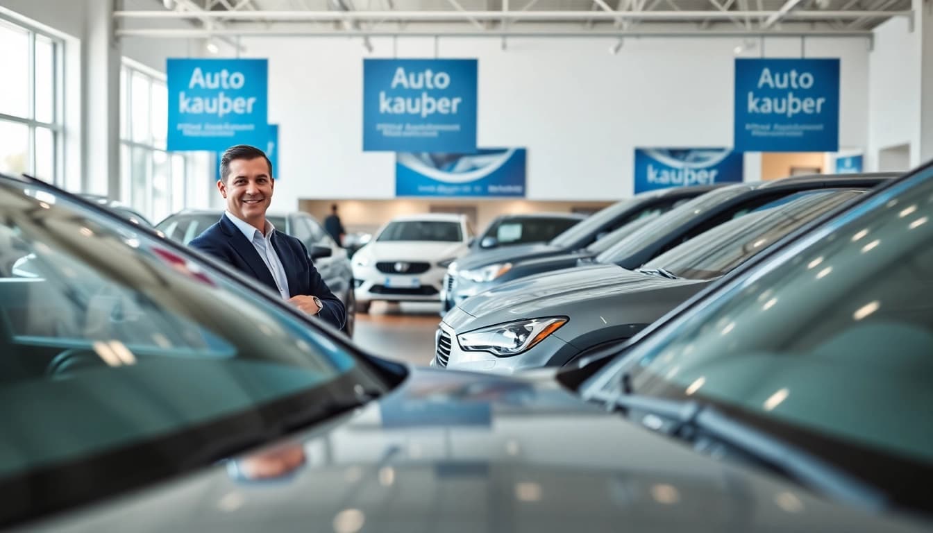 Auto kaufen in modernem Autohaus mit freundlich berater.