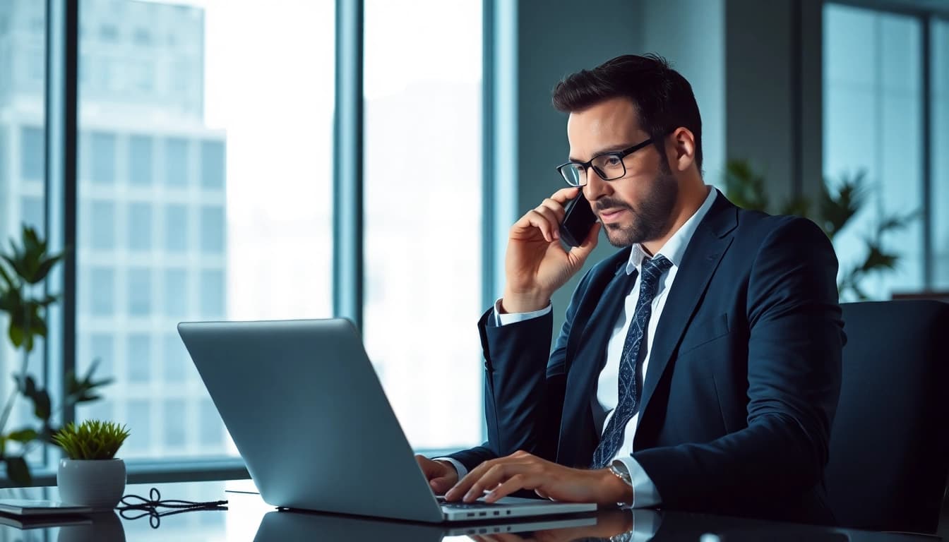 Headhunter IT bei der Beratung am modernen Arbeitsplatz im Büro.