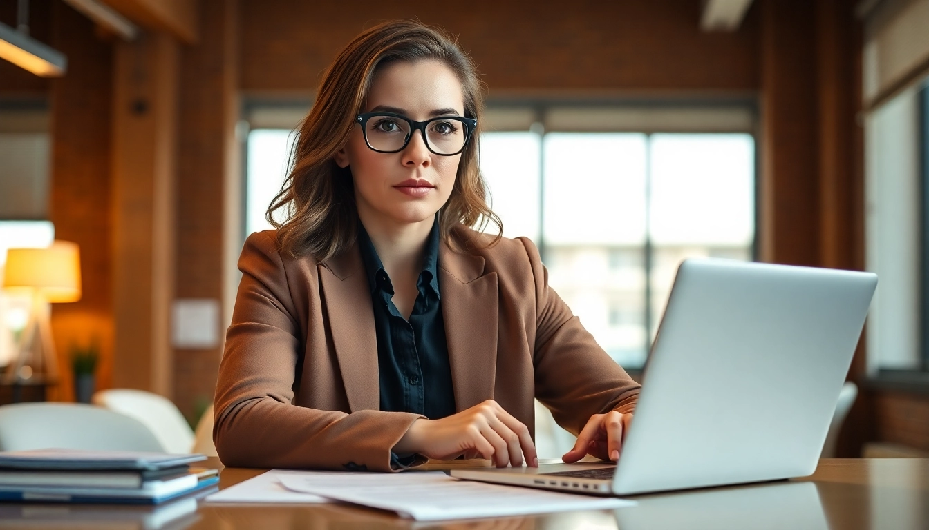 Headhunter reviewing candidate resumes at a modern office setup, showcasing expertise in recruitment.