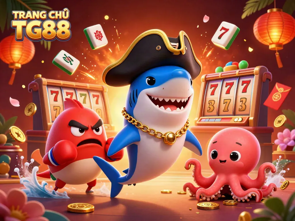 Engage in winning strategies at TRANG CHỦ TG88 with vibrant casino-themed characters.