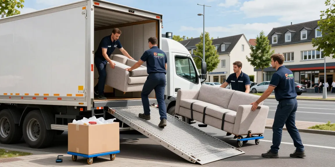 Professionelles Umzugsunternehmen Ludwigshafen lädt Möbel in den Umzugswagen.