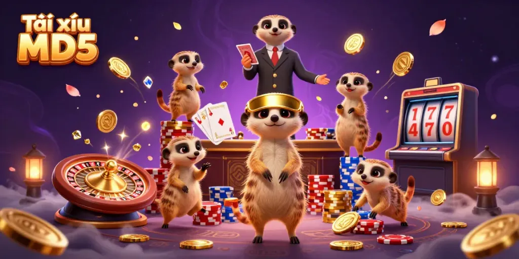 Experience the thrilling action at Tài xỉu MD5 casino with lively meerkats running the show.