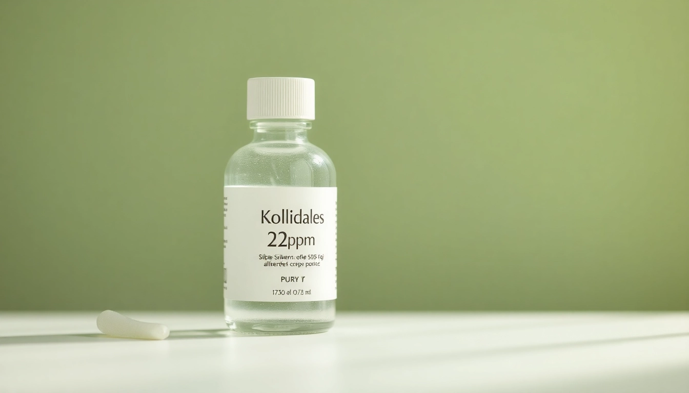 Kolloidales Silber 25 ppm displayed in a glass bottle, showcasing its purity and quality.
