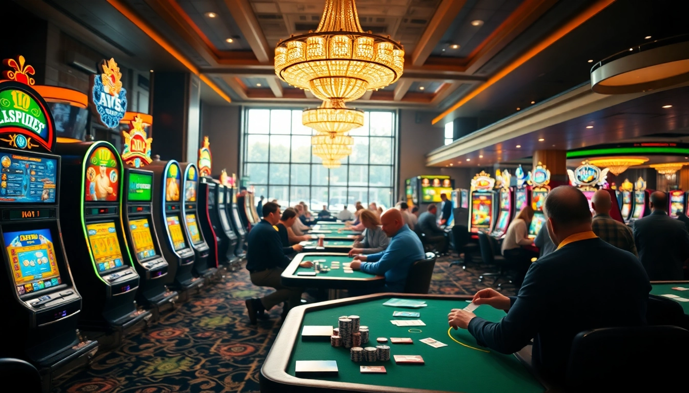 Erleben Sie spannende Atmosphäre im Casino Golisimo Germany mit Spielern und Slots.