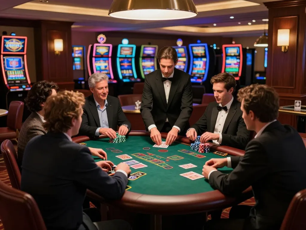 aud77 players engaged in an exciting blackjack game at a luxurious casino table