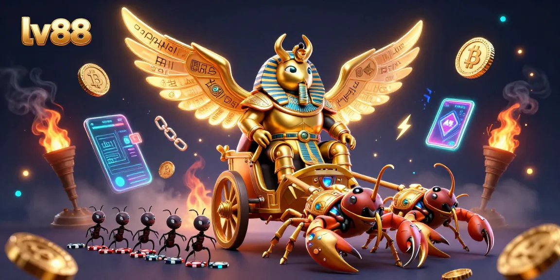 Engage with lv88's vibrant gaming world through a colorful 3D casino illustration.