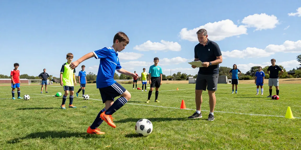 Jugendspieler mit Mantom Matchball während des Trainings auf dem Platz.