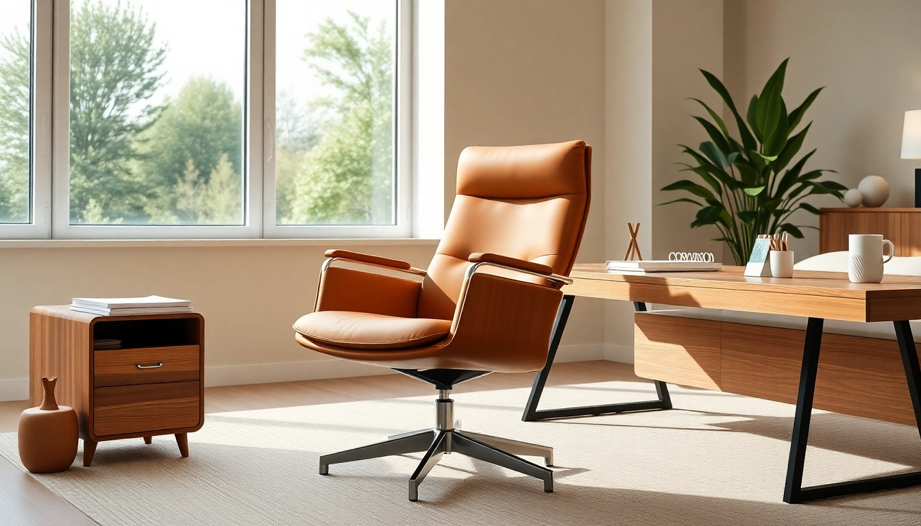 Refurbished Vitra Chair in a bright, modern office setting with elegant desk and greenery.