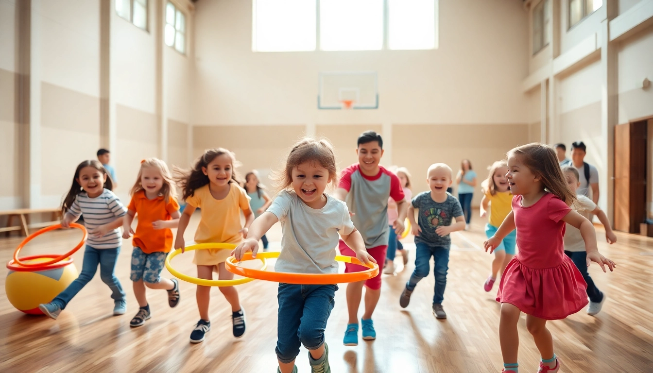 Erfahren Sie hier mehr ueber kreative Bewegungsspiele fuer Kinder in einer Turnhalle.