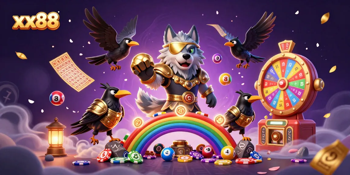 Experience the excitement of xx88 with a vibrant 3D illustrated casino scene featuring dynamic lottery elements.