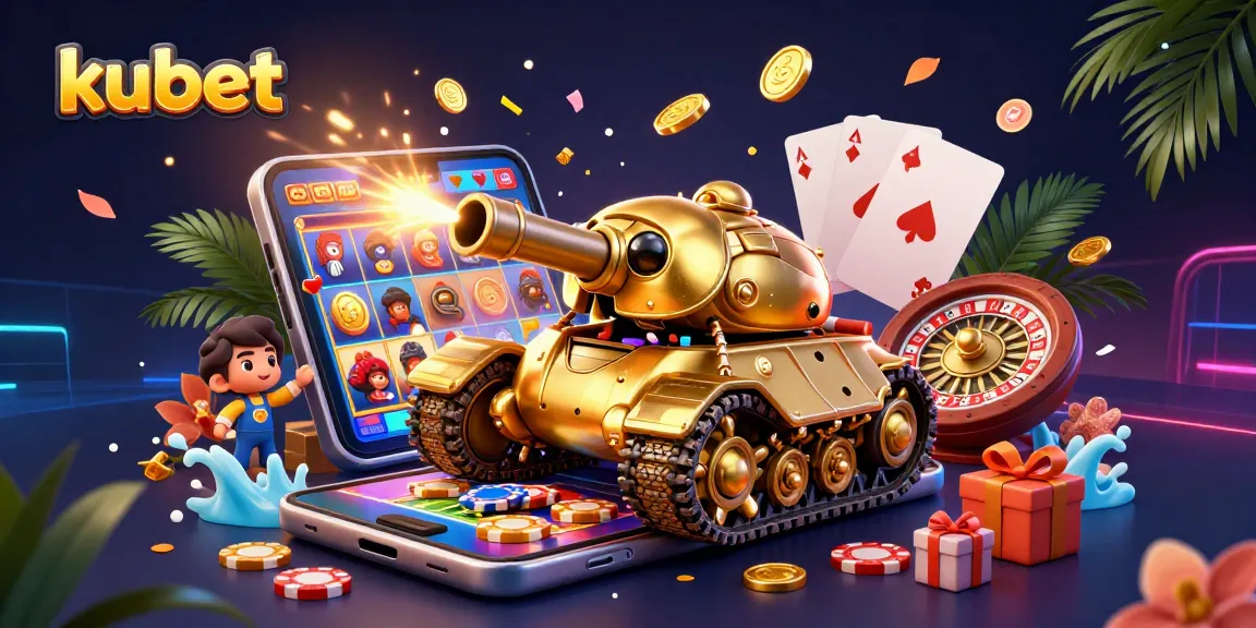 Engage with kubet through a vibrant digital casino scene bursting with color, fun, and excitement.