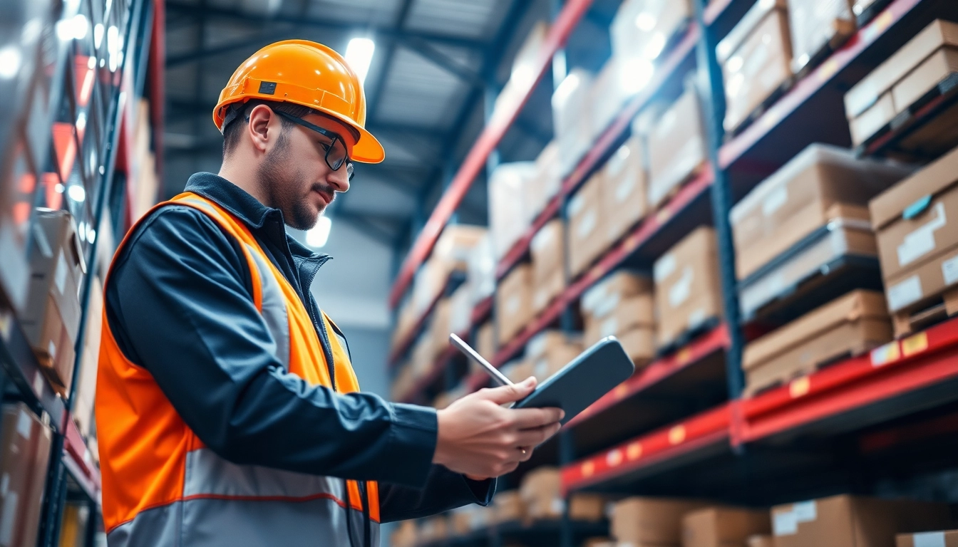 Professional performing Regalinspektion, ensuring safety and stability of warehouse shelves.