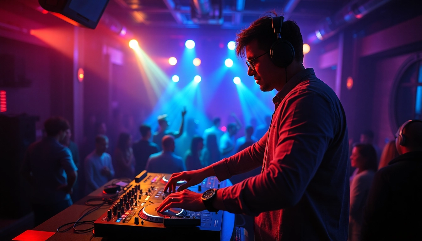 DJ aus München begeistert das Publikum mit energiegeladener Musik in einem Club.