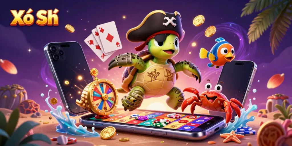 Engage in the vibrant world of Xổ Số with a dynamic lottery-themed scene featuring colorful game elements and charming characters.