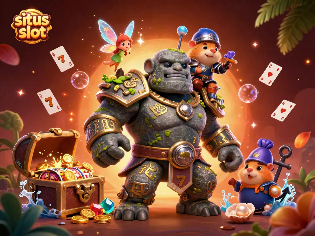 Experience jackpot thrills with the situs slot in this dynamic 3D scene featuring magical characters.