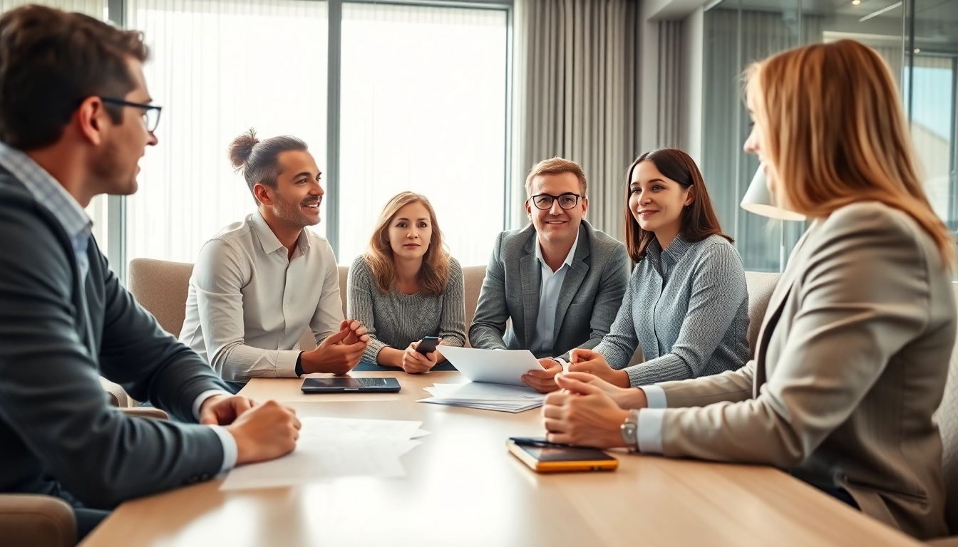 Flexible Finanzierung Optionen werden in einer modernen Büroumgebung besprochen.