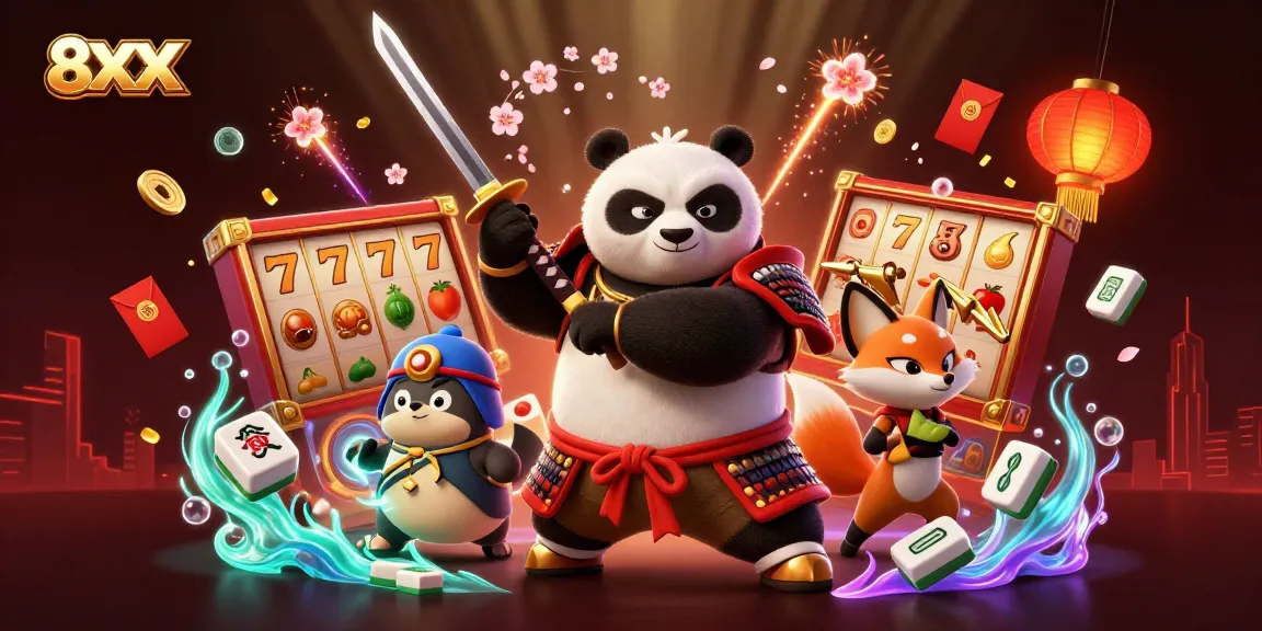 Experience thrilling gameplay with 8XX featuring vibrant slot reels and dynamic characters in action.