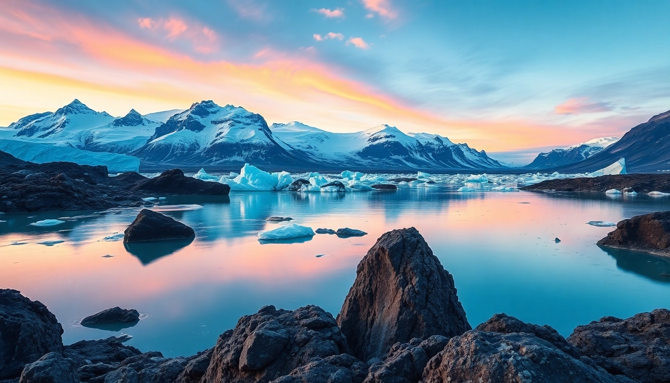 Erleben Sie die atemberaubende Natur bei einer Reise nach Island mit Gletschern und Eisbergen.