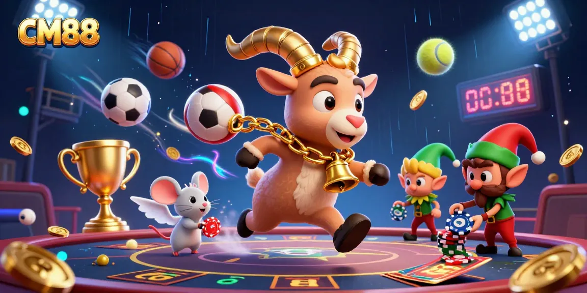 Experience CM88’s thrilling casino with Krampus and playful elves in a vibrant scene.
