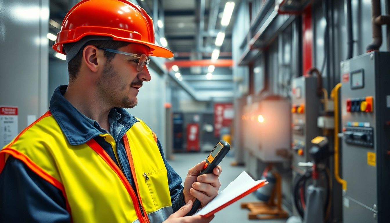 Electrician conducting a DGUV V3 Prüfung, ensuring safety and compliance with electrical equipment inspection.