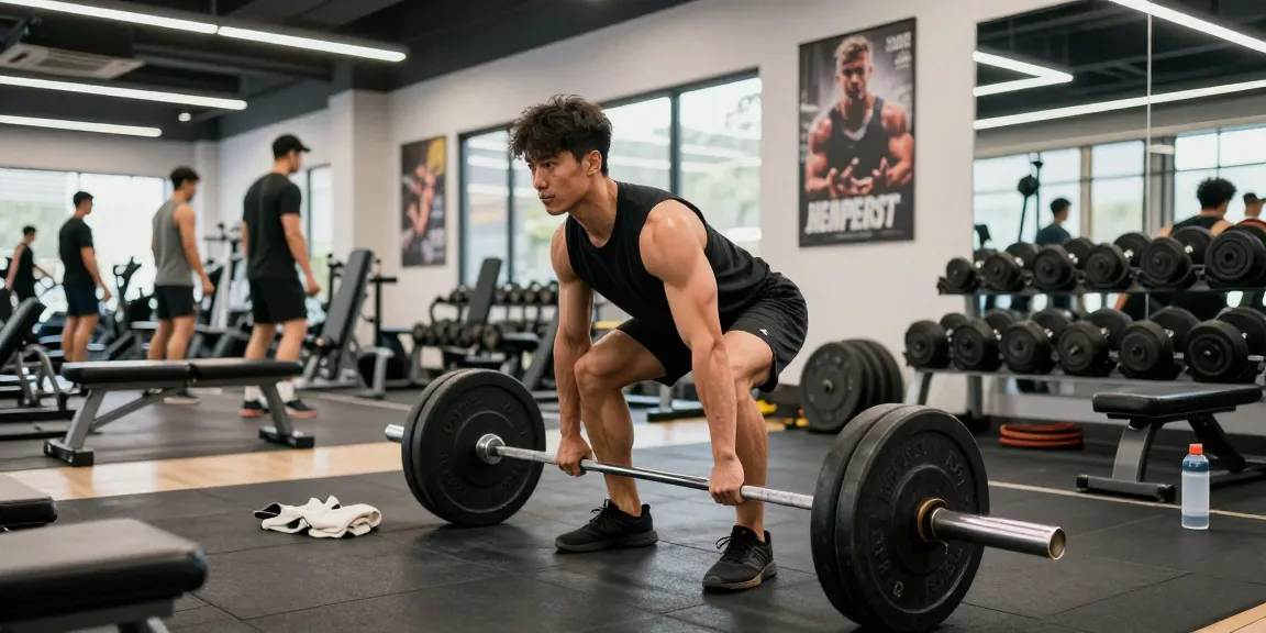 Bodybuilder hebt Gewichte im Steroidshop-Fitnessstudio und zeigt Stärke und Entschlossenheit in einer motivierenden Umgebung.