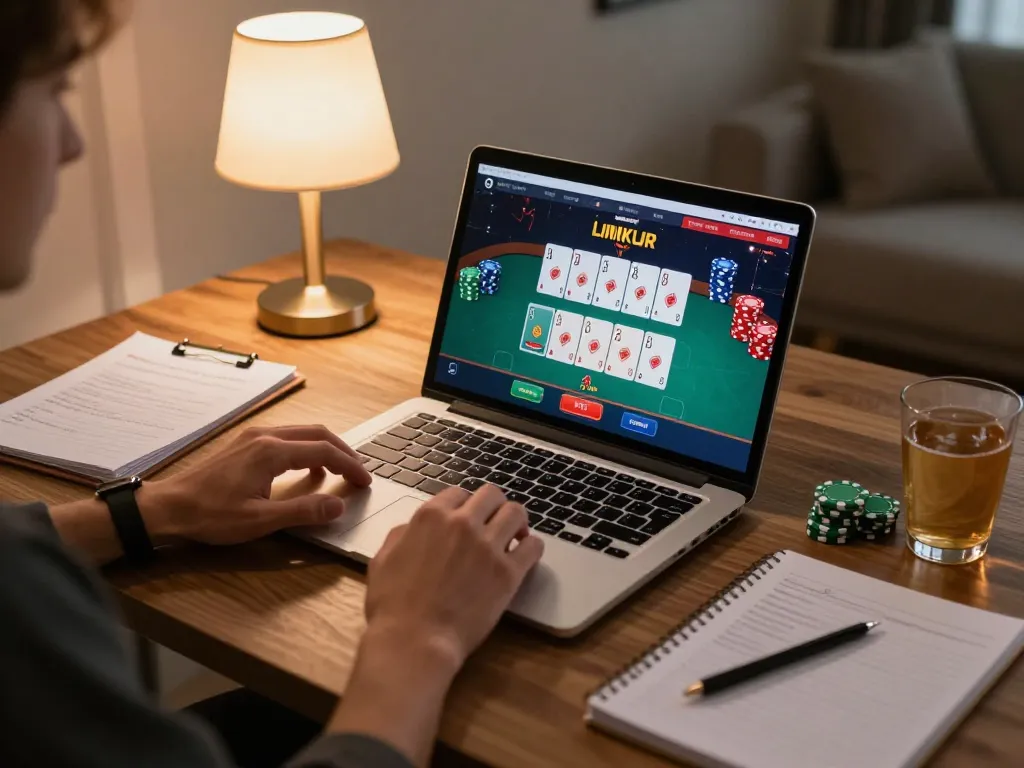 Person engaging in online poker gameplay at home using 98win9 for an immersive experience
