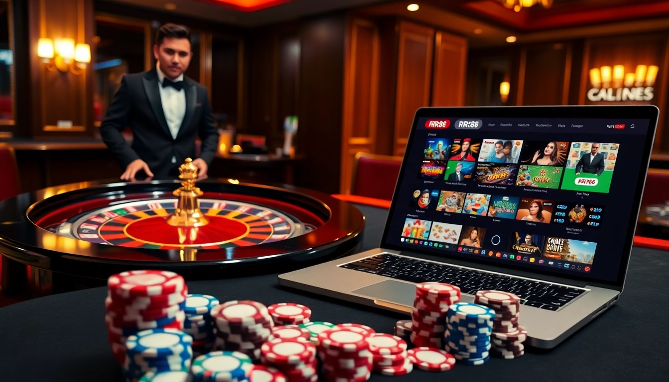 Exciting RR88 casino experience featuring a roulette table and poker chips.