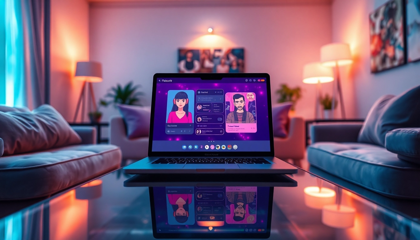 Engaging porn AI chat scene in a cozy modern living room.