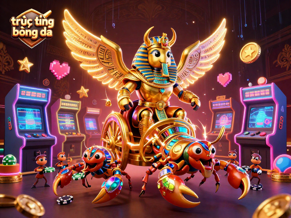 Experience "trực tiếp bóng đá" like never before with vibrant 3D gaming art featuring unique casino characters.