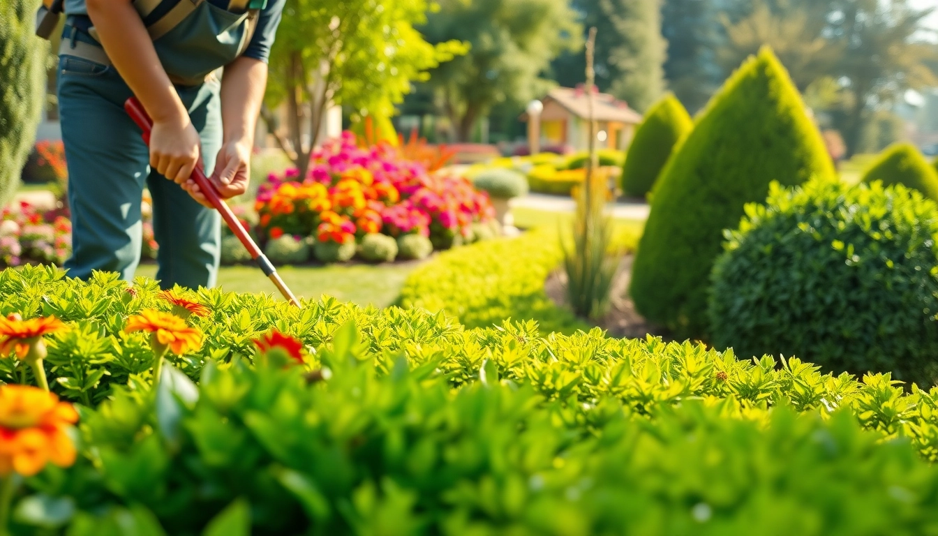 Gartenbau-Experte pflegt einen blühenden Garten mit farbenfrohen Pflanzen.