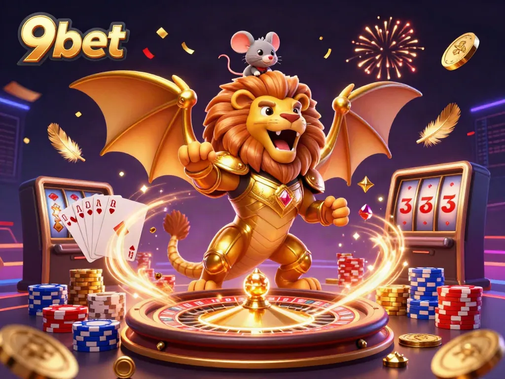 Experience winning excitement at 9bet with an energetic live casino scene featuring vibrant characters and game elements.