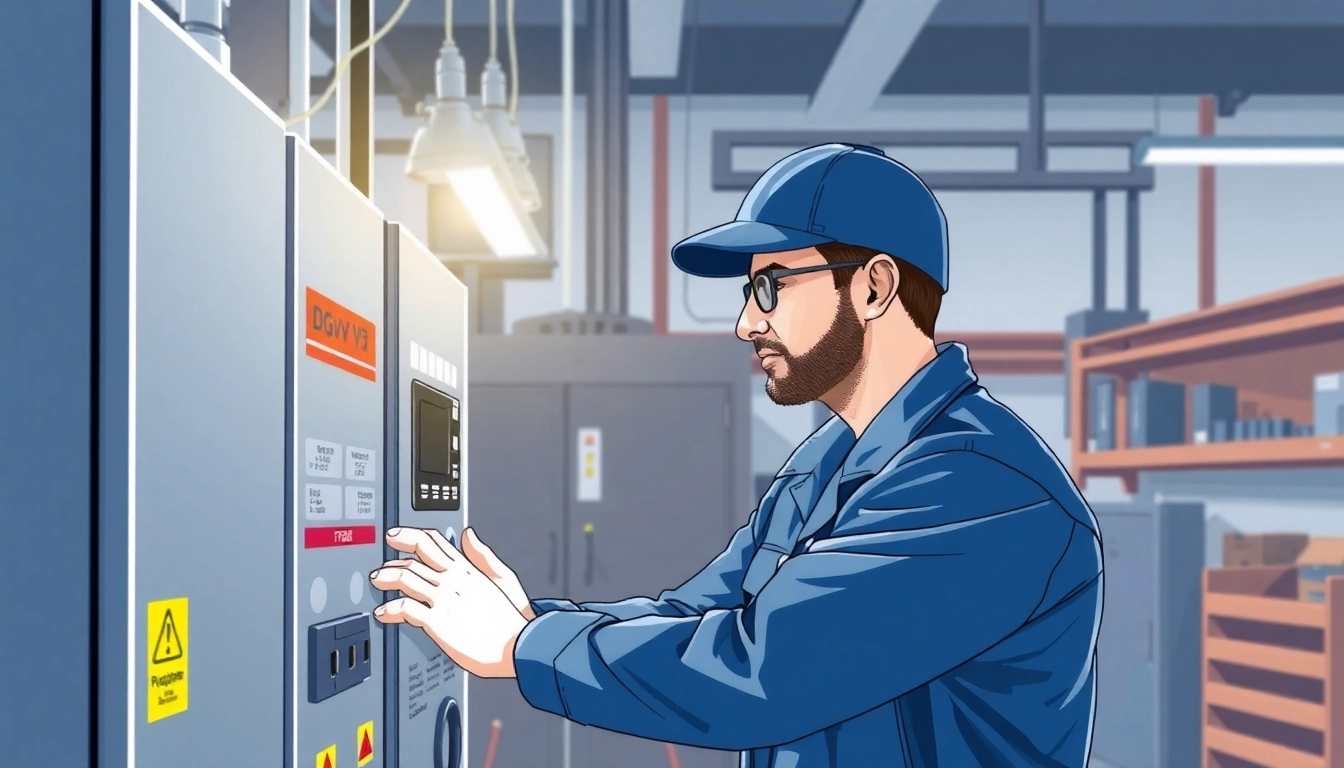 Technician performing a DGUV V3 Prüfung, ensuring electrical safety standards are met with precision.