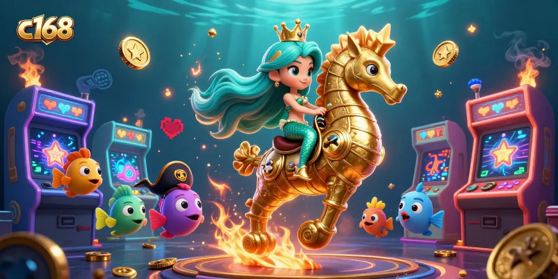 Win big with c168 at a vibrant underwater casino featuring a mermaid and colorful game elements.