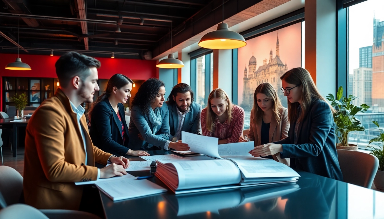 Professionals discussing Unternehmensberatung München strategies in a modern office setting.