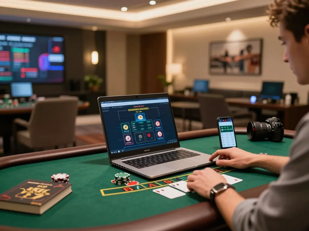 Player engaging in blackjack on gg88 online casino platform with laptop interface visible.