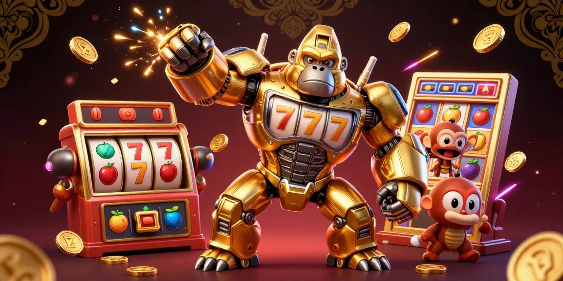 Engage in thrilling action with cn3789's stunning golden gorilla mech, capturing the excitement of slot games.