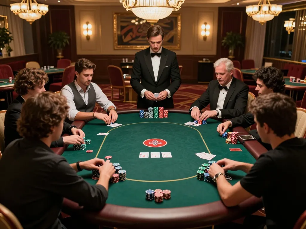Players enjoying a thrilling poker game in a luxury MK8 setting with glamorous decor.