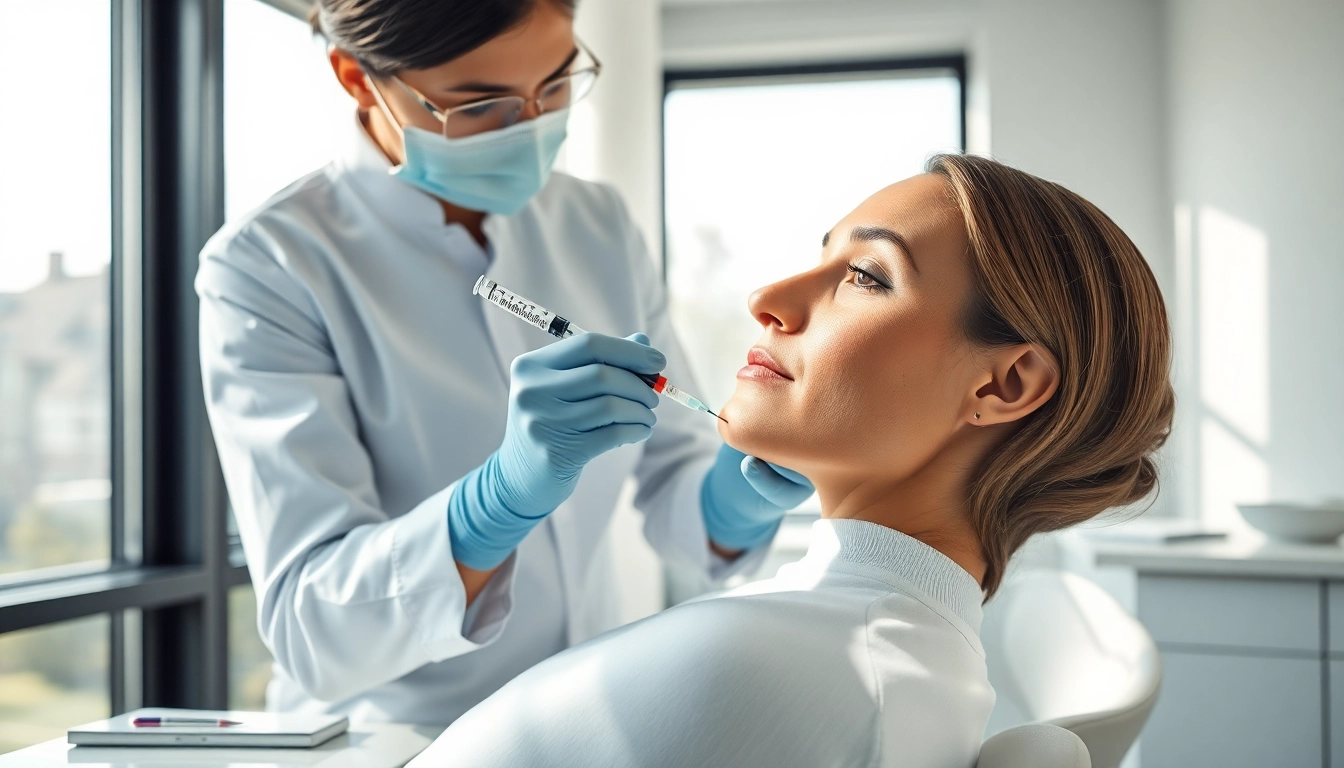 Sculptra kaufen für Hautverjüngung in einer modernen Klinik, während Behandlung erfolgt.