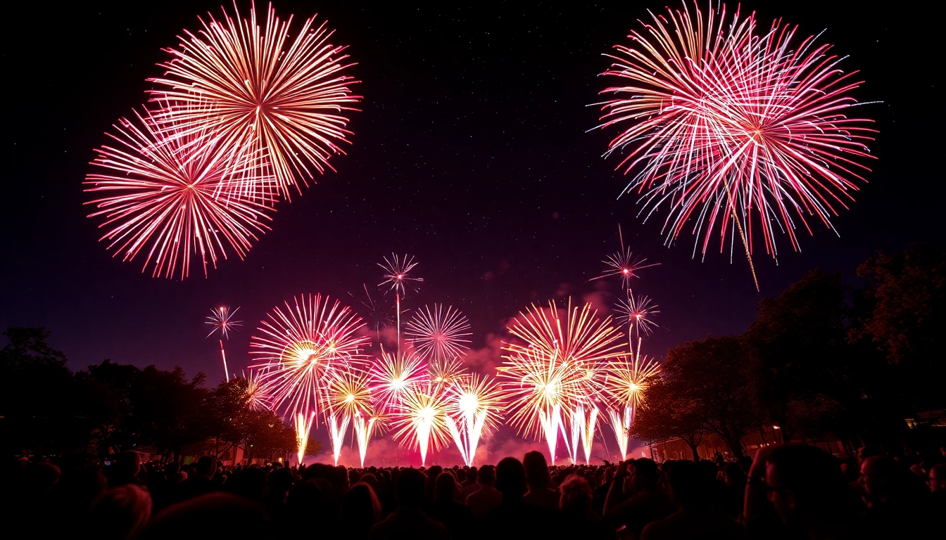 Engaging display of wholesale fireworks lighting up the night sky with vibrant colors.