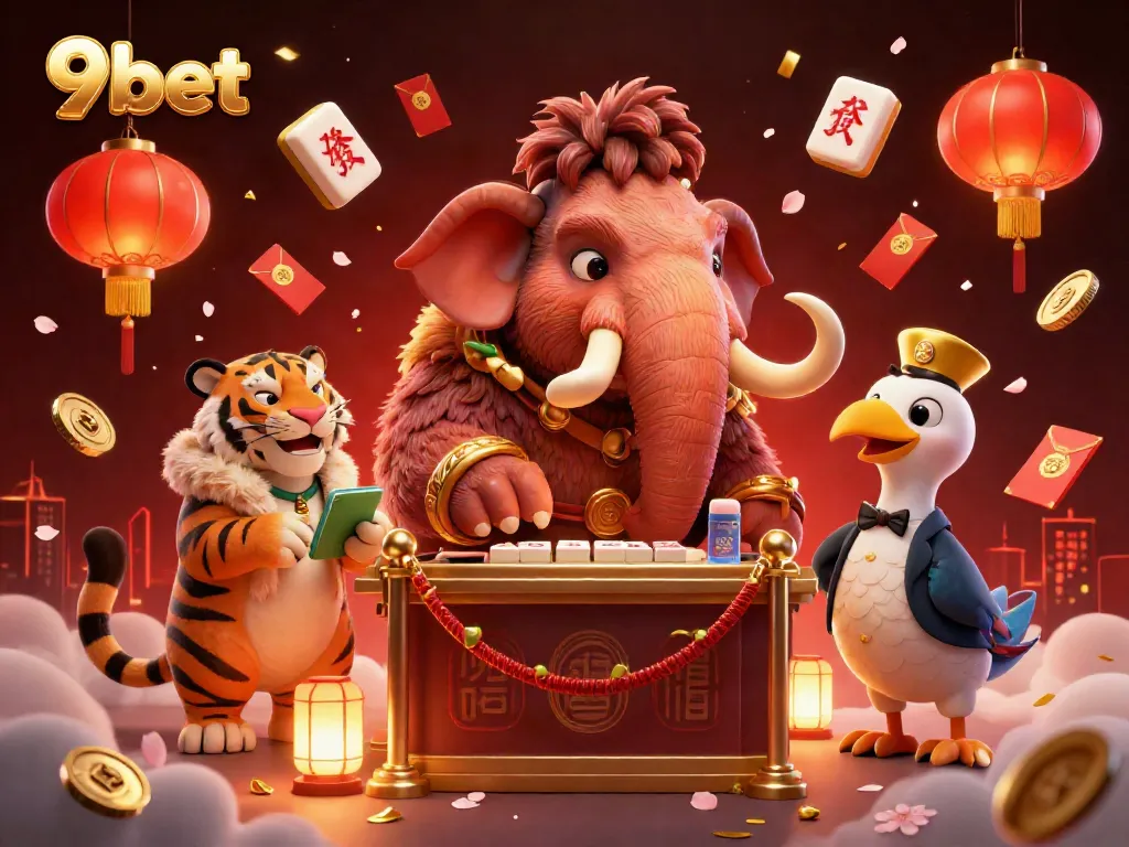 Engage in thrilling 9bet casino action with a dynamic scene featuring colorful elements and characters.
