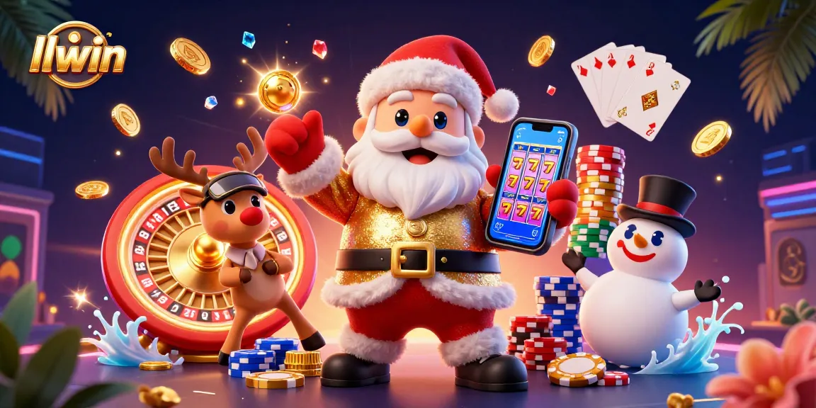 Experience thrilling gameplay at llwin with Santa Claus, a reindeer dealer, and a poker chip snowman.
