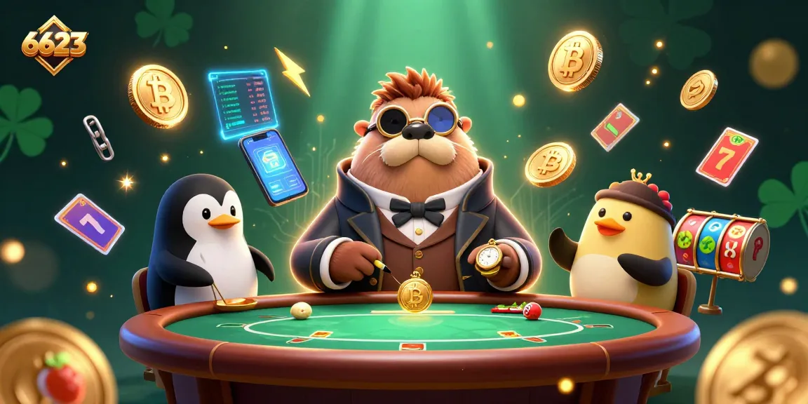 Engage in thrilling games at 6623 with our friendly walrus, dealer penguin, and pufferfish bluffing at the poker table.